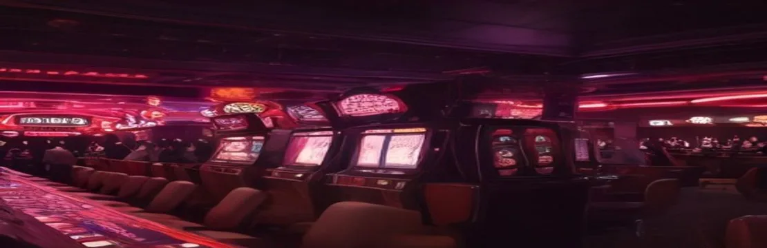 Crowded casino floor with slot machines and excited players
